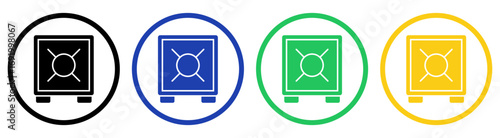 safe icon in outline color style vector illustration