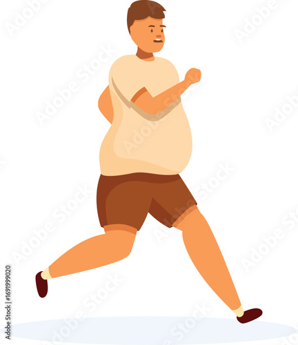 Determined overweight man running, embracing a healthier lifestyle for weight loss and improved well being