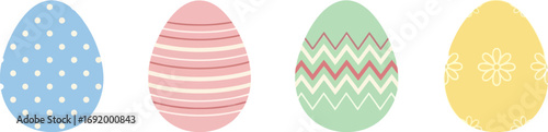 Four decorated easter eggs colorful festive holiday celebration spring season symbols vector