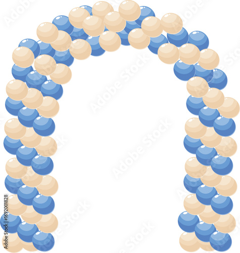 Blue and beige balloons forming an elegant arch, perfect for parties, weddings, or any joyous occasion