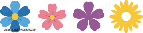 Colorful flower icons set floral graphics decorative elements spring summer nature vector