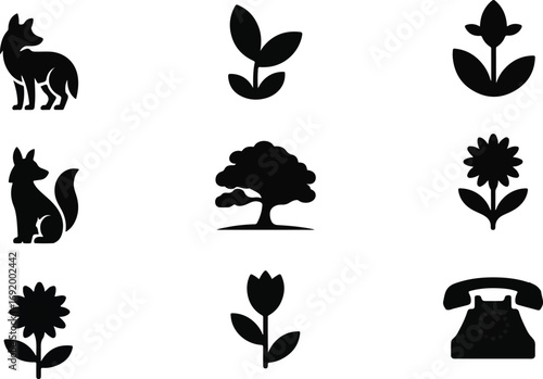 Silhouette Icon Set: This image showcases a set of elegant silhouette icons, a tribute to the subtle beauty of minimalism.