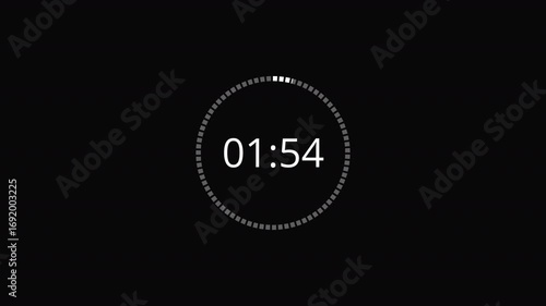 2 minutes countdown timer animation with transparent background, two minute timer animation with alpha channel. 
