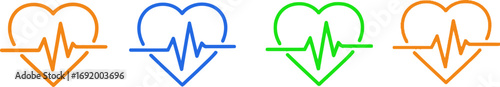 Four heartbeat ekg pulse lines in vibrant neon colors abstract digital art vector