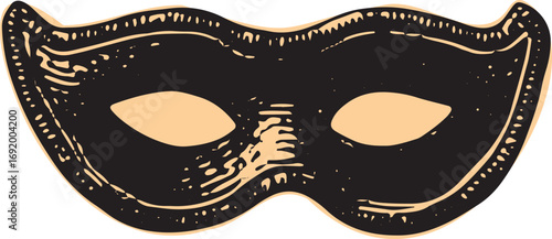 Carnival mask in vintage style with ornate details. Isolated black mask vector illustration for celebration and costume.