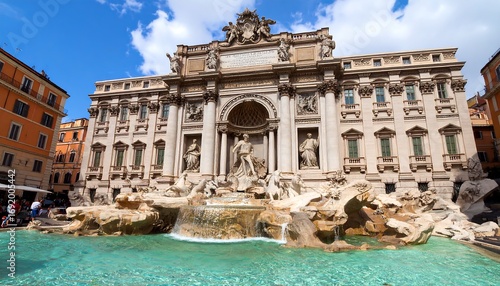 Baroque fountain in a European city square