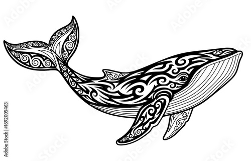 Tribal whale illustration isolated on white background