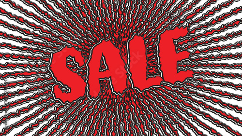 Bold red SALE announcement with dynamic starburst background for promotions and retail marketing