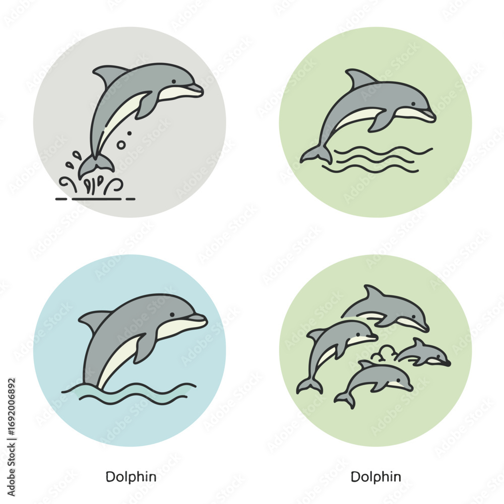 Obraz premium Dolphins in circles