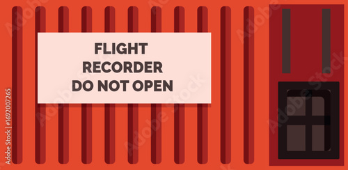 Red flight recorder container ensuring data integrity with a clear do not open warning, vital for accident investigation and aviation safety