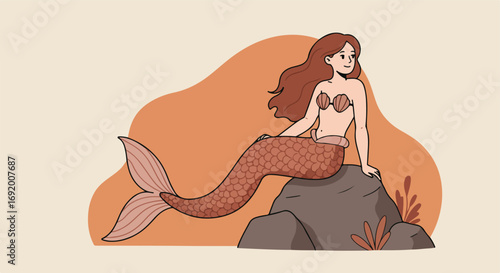 Mermaid sitting on rock