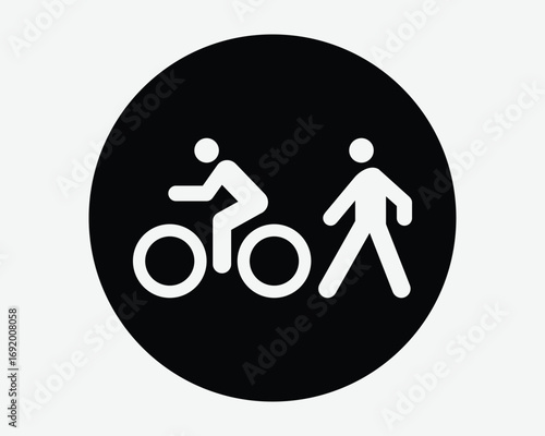 Bicycle Pedestrian shared Path Sign cyclist walking walk cycle bike lane riding rider sharing same route walkway rules and regulation transportation