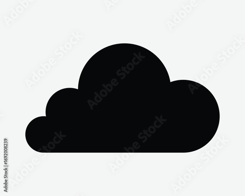 Black Cloud Shape Silhouette Sign Symbol. Cloudy sky forecast season climate . Digital storage computer data online server technology upload download