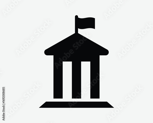 Government Building with Flag Icon Courthouse Court Library Bank Public Institution College University Education Structure Roman Pillar Landmark Sign
