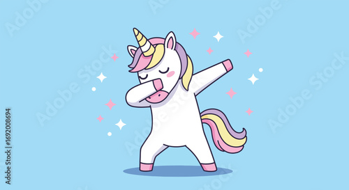 Adorable Cartoon Unicorn Doing the Dab Dance