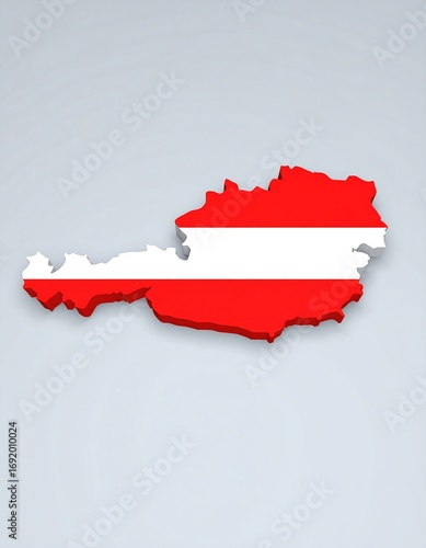 3D map of Austria with flag colors