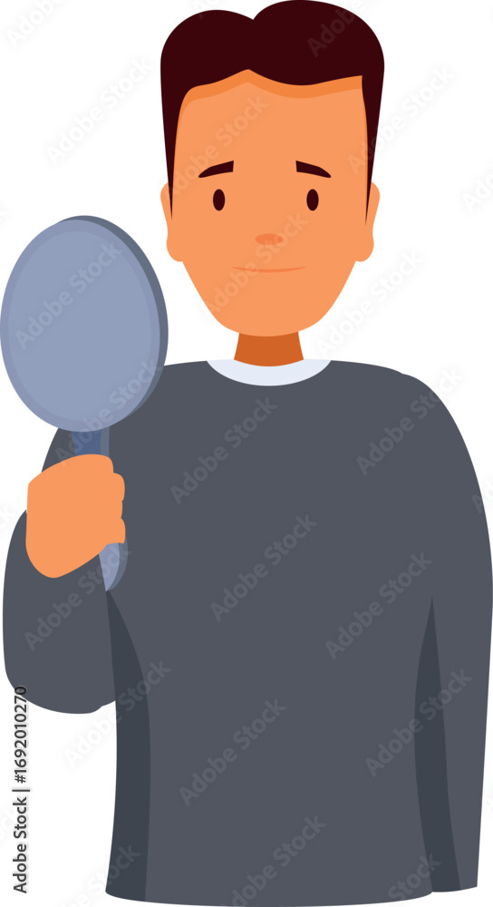 custom made wallpaper toronto digitalNarcissistic man looking at his reflection in a hand mirror, checking his appearance