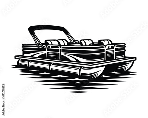 Pontoon boat with canopy and seats watercraft vessel