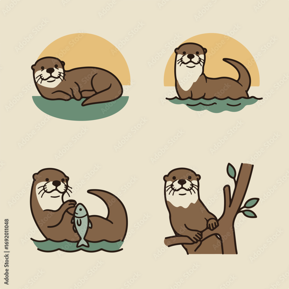 Fototapeta premium Otter icons