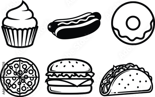 Cupcake hotdog donut pizza burger taco frosting ketchup