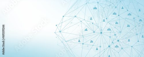 Global network connection concept. Big data visualization. Social network communication in the global computer networks. Internet technology. Business. Science. Vector illustration