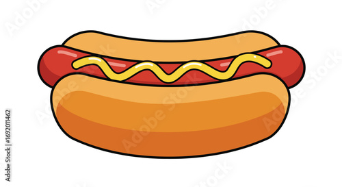 Delicious Hot Dog with Mustard Drizzle.