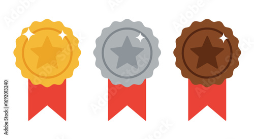 Gold Silver Bronze Medals Award Ribbons