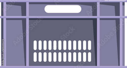 Purple plastic crate with handle and ventilation holes, ideal for storage and transportation