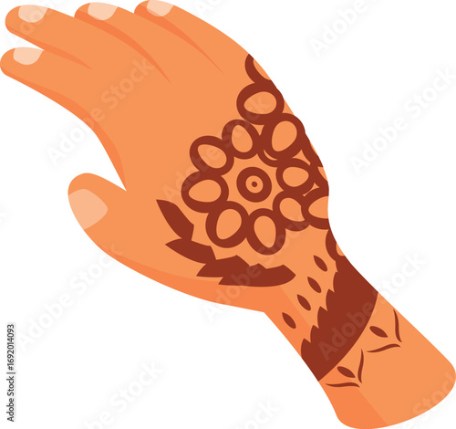 Woman's hand decorated with beautiful mehndi tattoo representing indian traditions