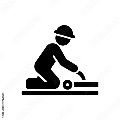 Worker laying tiles icon