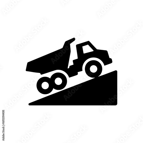 Dump truck on ramp icon