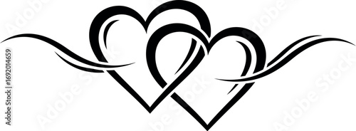 Elegant intertwined hearts symbolizing love together forever elegant swirls and flourishes vector silhouette