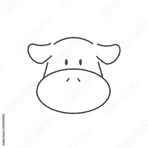 干支の手描き風アイコン【丑 牛】