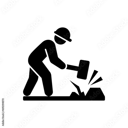Worker with sledgehammer icon