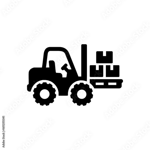 Forklift carrying crates icon