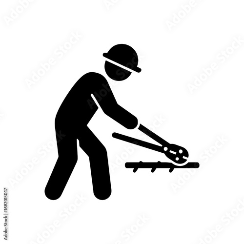 Worker cutting rebar icon