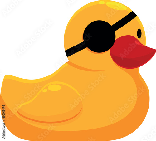 Playful yellow rubber duck sports a pirate eye patch, adding a touch of buccaneer charm to bath time or playtime