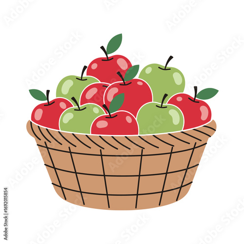 Basket of Fresh Apples: Red and Green Variety