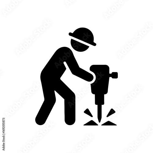 Jackhammer Demolition Work Icon