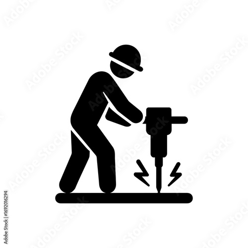 Jackhammer Demolition Work Icon