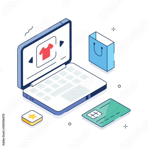 Modern illustration of online shopping process, ready to use vector
