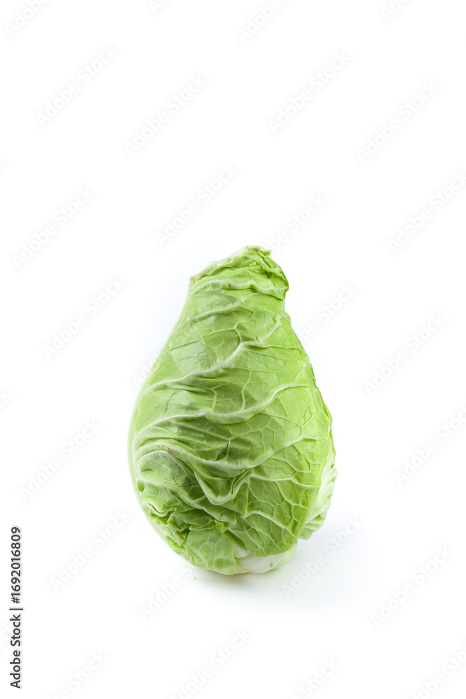 Fototapeta premium Fresh Green Cabbage Head Isolated on White Background