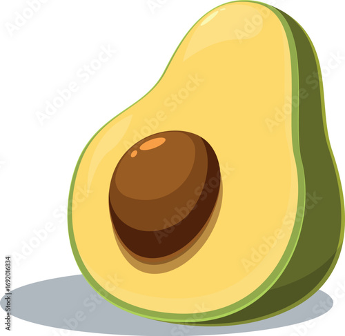Half an avocado showing its seed, creating a vibrant and healthy image