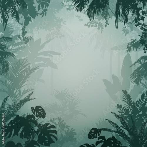 Vector background with tropical plants