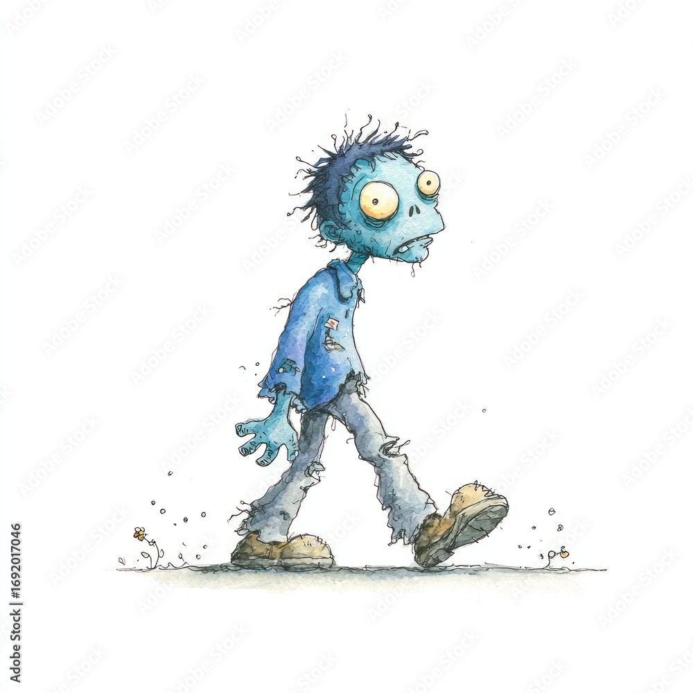 Obraz premium Cartoon zombie walking