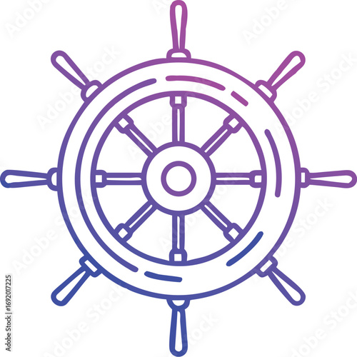 Gradient purple and blue outline of a ship's helm wheel on white background ship wheel steering wheel style vector illustration EPS file download
