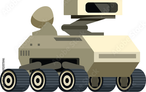 Autonomous moon rover exploring the surface of the moon, collecting data and samples