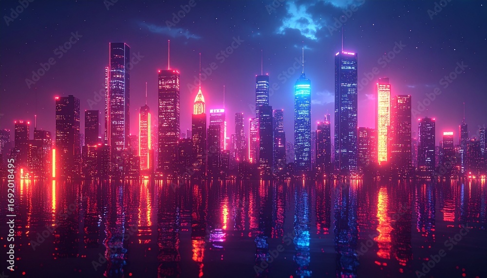 Obraz premium Urban Night Scenery and Fantasy Skies