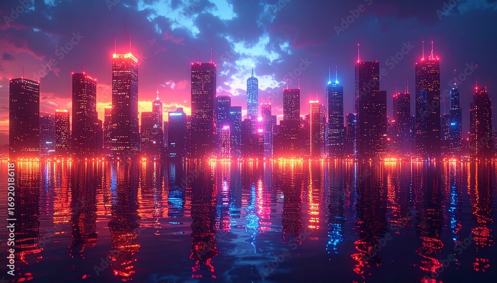 Fototapeta premium Urban Night Scenery and Fantasy Skies