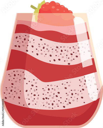 Delicious layered chia seed pudding with a fresh raspberry, perfect for a healthy and refreshing treat